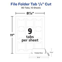 Avery® Printable Hanging File Folder Tabs, 1/5 Cut, White, 90 ...