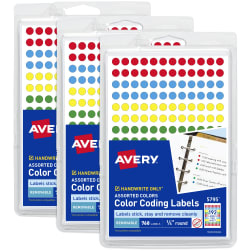 Avery® Color-Coding Removable Labels, 1/4