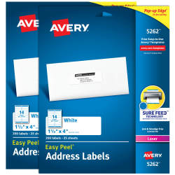 Avery® Easy Peel® Address Labels, Sure Feed™ Technology, Permanent  Adhesive, 1 x 2-5/8, 750 Labels (5260)