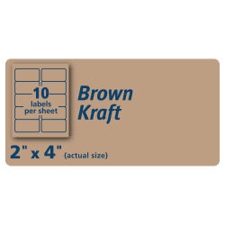 Avery Shipping Labels Permanent Adhesive Kraft Brown 2 X 4 250 Labels 5784