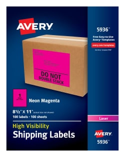 Avery High-Visibility Shipping Labels Neon Magenta 100 Labels ...