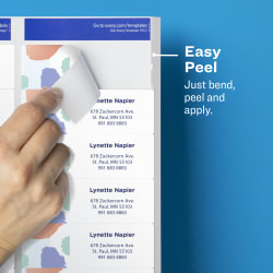 Avery Easy Peel Address Labels Sure Feed Technology Permanent Adhesive 1 1 3 X 4 1 400 Labels 5162