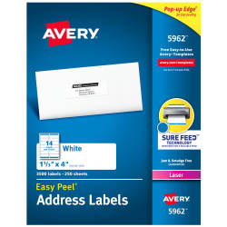 Avery® Easy Peel® Address Labels, Sure Feed™ Technology, Permanent  Adhesive, 1-1/3