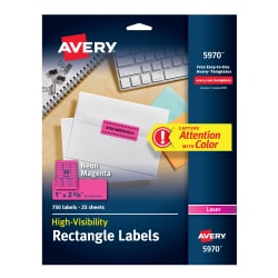 Avery High Visibility Labels Assorted Neon Colors 2 X 4
