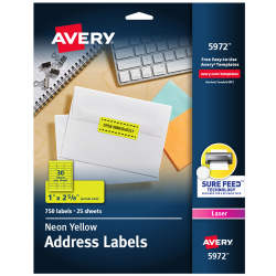 Avery High Visibility Labels Neon Yellow 750 Labels 5972 Avery Com