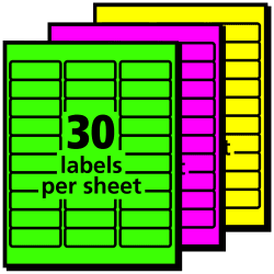 Avery® Neon Address Labels with Sure Feed™ for Laser Printers, 1 x 2 5/8
