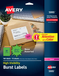 Avery High Visibility Labels Permanent Adhesive Assorted Neon Colors 2 1 4 Diameter 180 Labels 5995