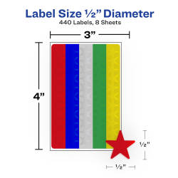 Avery® Foil Star Labels, 1/2