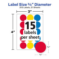 Avery® Color-Coding Removable Labels, 3/4