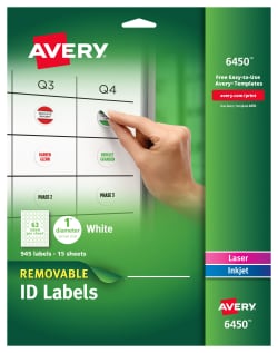 Avery Square Labels Permanent Adhesive 120 Labels 22816