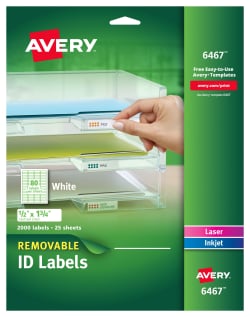 Avery Removable Id Labels 1 2 X 1 3 4 000 Labels 6467 Avery Com