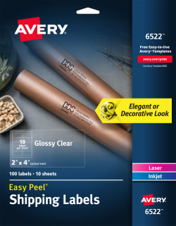 Avery® Easy Peel® Shipping Labels, Glossy, Clear, 2