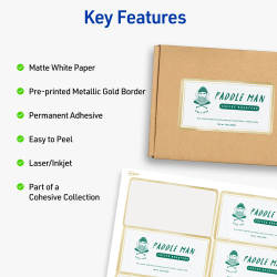 Avery® Shipping Labels, Matte White with Metallic Gold Borders, Permanent,  2