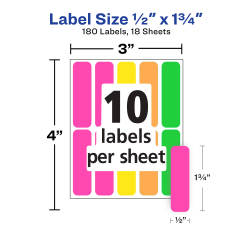 Avery® Color-Coding Removable Labels, 1/2