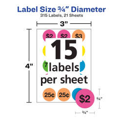 Avery® Garage Sale Stickers, 3/4