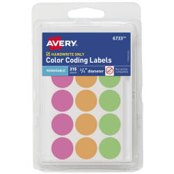 Avery Preprinted Removable Pricing Labels, 3/4 Inch Round Labels, Assorted  Neon Colors, Non-Printable, 6 Packs, 2,100 Pricing Stickers Total (21918)