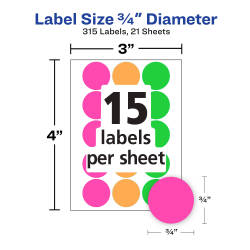 Avery® Color-Coding Removable Labels, 3/4
