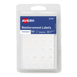 Avery Self Adhesive Reinforcement Labels Clear 1 4 Round 200 Labels 5721