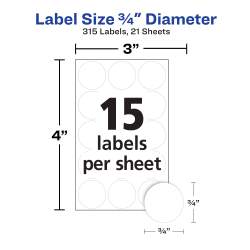 Avery® Multi-Use Removable Labels, 3/4 Inch Round Stickers ...