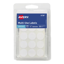 Avery® Matte White Round Labels with Sure Feed™, ¾