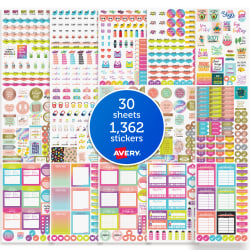 avery fitness planner stickers variety pack 30 sticker sheets 1 362 stickers total 6787 avery com