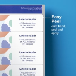 Avery Easy Peel Address Labels Sure Feed Technology Permanent Adhesive 1 1 3 X 4 350 Labels 8162