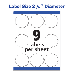 Avery Scallop Round Labels Sure Feed Permanent Adhesive Textured White 2 1 2 Diameter 90 Labels 8218