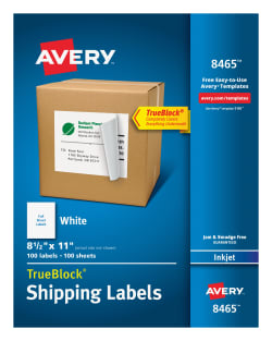 Avery® Shipping Labels, TrueBlock® Technology, Permanent Adhesive, 8-1/2