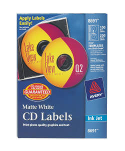 Avery Cd Labels Matte White 100 Face Labels 200 Spine Labels 8691