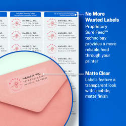 Avery Matte Clear Return Address Labels Sure Feed Technology Laser 1 2 X 1 3 4 2 000 Labels 5667