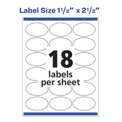 Avery Easy Peel Labels Print To The Edge Oval 1 1 2 X 2 1 2 180 Labels 22804 Avery Com Avery printable oval labels are great for creating stickers, gift labels, spice jar labels, product labels and even sealing party bags. avery oval labels sure feed technology laser inkjet compatible 1 5 x 2 5 180 glossy labels 22804