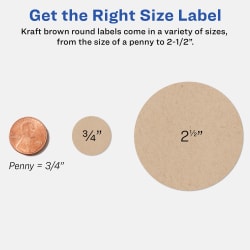 Avery® Kraft Brown Round Labels, 2-1/2