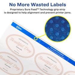 Avery 1 1 2 X 2 1 2 Oval Labels With Sure Feed 90 Labels Permanent Adhesive Glossy White 22814 Avery Com