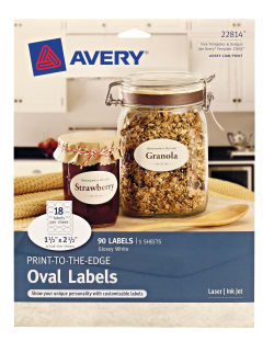 Avery Oval Labels True Print Permanent Adhesive 1 1 2 X 2 1 2 90 Labels 22814 Avery Com Target/school & office supplies/avery half sheet labels (765)‎. avery oval labels sure feed technology laser inkjet compatible 1 5 x 2 5 90 glossy labels 22814
