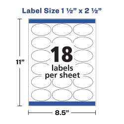 Avery 1 1 2 X 2 1 2 Oval Labels With Sure Feed 90 Labels Permanent Adhesive Glossy White 22814 Avery Com