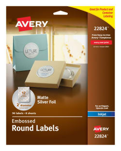 Avery Easy Peel Embossed Foil Labels Matte Gold 96 Labels