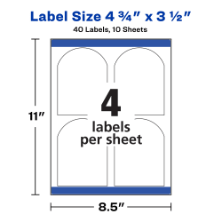 White Textured Arched Easy Peel Labels 4-3/4 x 3-1/2 40/Pack