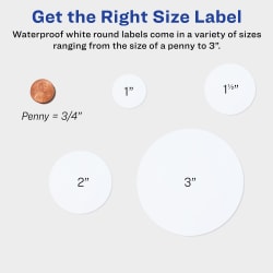 Avery® Waterproof White Round Labels with Sure Feed™, 2-1/2 ...