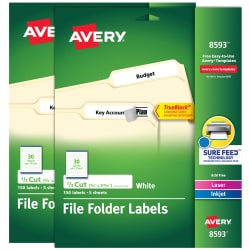 Avery® File Folder Labels with TrueBlock® Technology, Permanent Adhesive,  2/3
