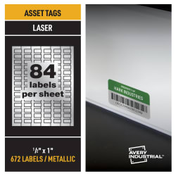 Avery® PermaTrack™ Metallic Asset Tag Labels, 1/2