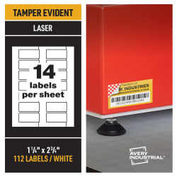 Avery® PermaTrack™ Tamper-Evident Asset Tag Labels, 1-1/4