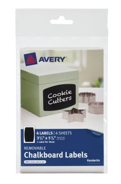 Avery Removable Chalkboard Labels Removable Adhesive Black 3 1 2 X 5 1 4 4 Labels 73300