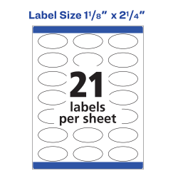 Avery Oval Labels Permanent Adhesive 1 1 8 X 2 1 4 63 Labels 80502 Avery Com Get the quality you expect from avery, the world's largest supplier of labels. avery oval labels water resistant sure feed permanent adhesive textured 1 1 8 x 2 1 4 63 labels 80502