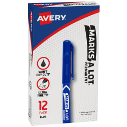  Sharpie Permanent Markers, Fine Point, Blue, 12 Count :  Sharpie Fine Blue : Office Products