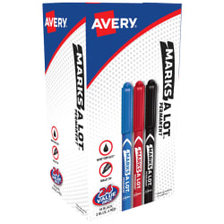 Avery Marks-A-Lot Permanent Markers, Large Desk-Style Size, Chisel Tip, 24  Assorted Markers (98808)