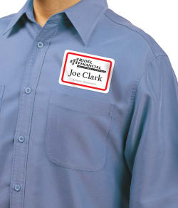 Avery Adhesive Name Badges Red Border 2 1 3 X 3 3 8 400 Badges 5095