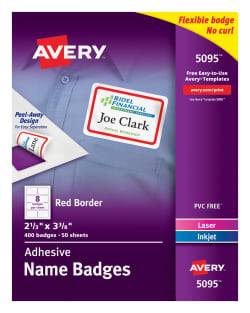 32 LABELS PRINT OF WRITE BINDER LABELS 2 1/2" X 4" RED BORDER PERMANENT AVERY