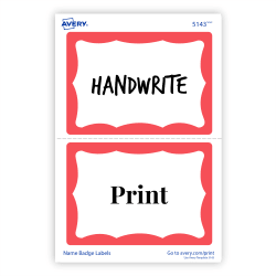 Avery Name Badge Labels Red Border 2 11 32 X 3 3 8 100 Badges 5143