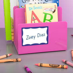 Avery Name Badge Labels Blue Border 2 11 32 X 3 3 8 100 Badges 5144