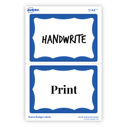 Avery Name Badge Labels Blue Border 2 11 32 X 3 3 8 100 Badges 5144